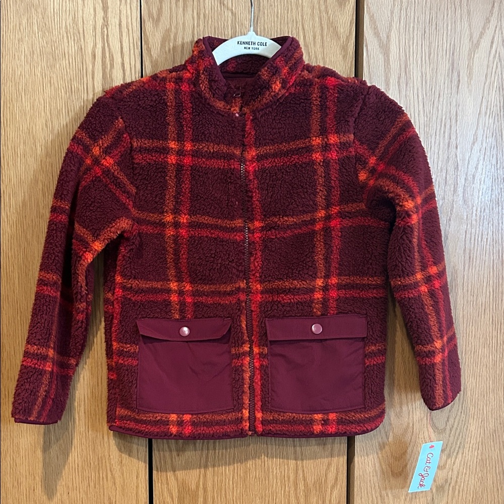 Cat & Jack Kids Red Plaid Puffer Jacket